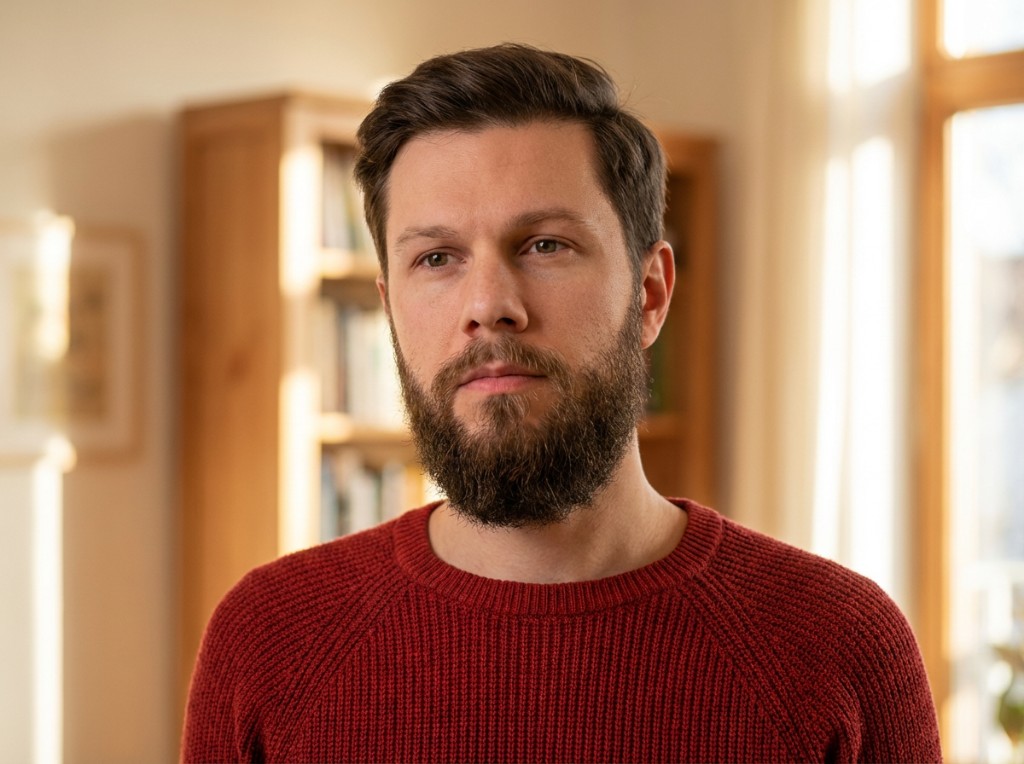 Fully directed AI-native character portrait — cleared for production use.