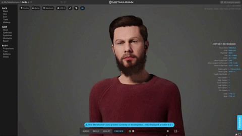 MetaHuman Creator — digital character authoring in Unreal Engine.